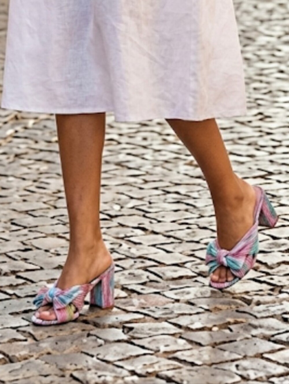 VENUS  Knotted Block Heel Mules Sandals  New